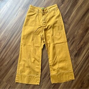 Anthropologie Khaki Ankle High Waisted Wide-Leg Pants